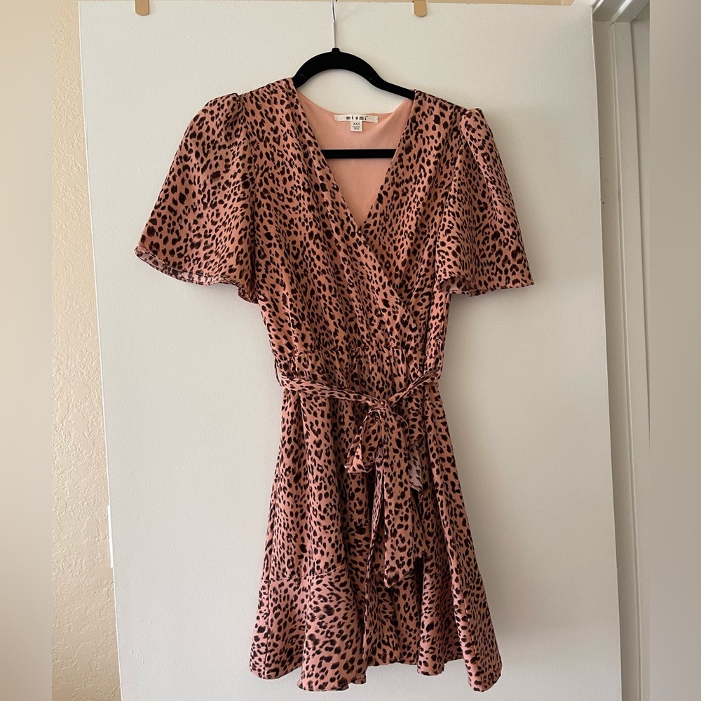 Leopard dress with frilly detailing